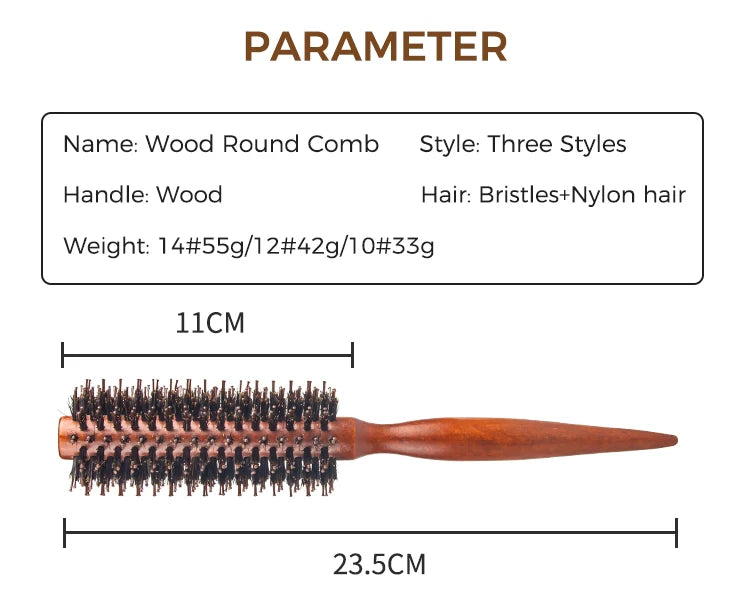 Okrągła Szczotka Fryzjerska z Włosia Dzika i Nylonu – Do Stylizacji i Kręconych Włosów