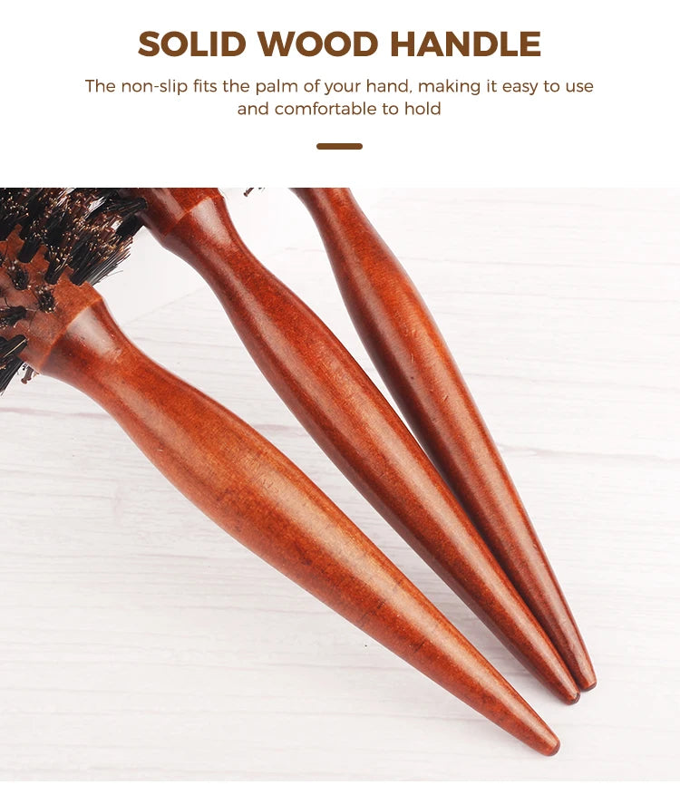 Okrągła Szczotka Fryzjerska z Włosia Dzika i Nylonu – Do Stylizacji i Kręconych Włosów