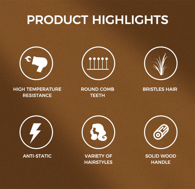 Okrągła Szczotka Fryzjerska z Włosia Dzika i Nylonu – Do Stylizacji i Kręconych Włosów