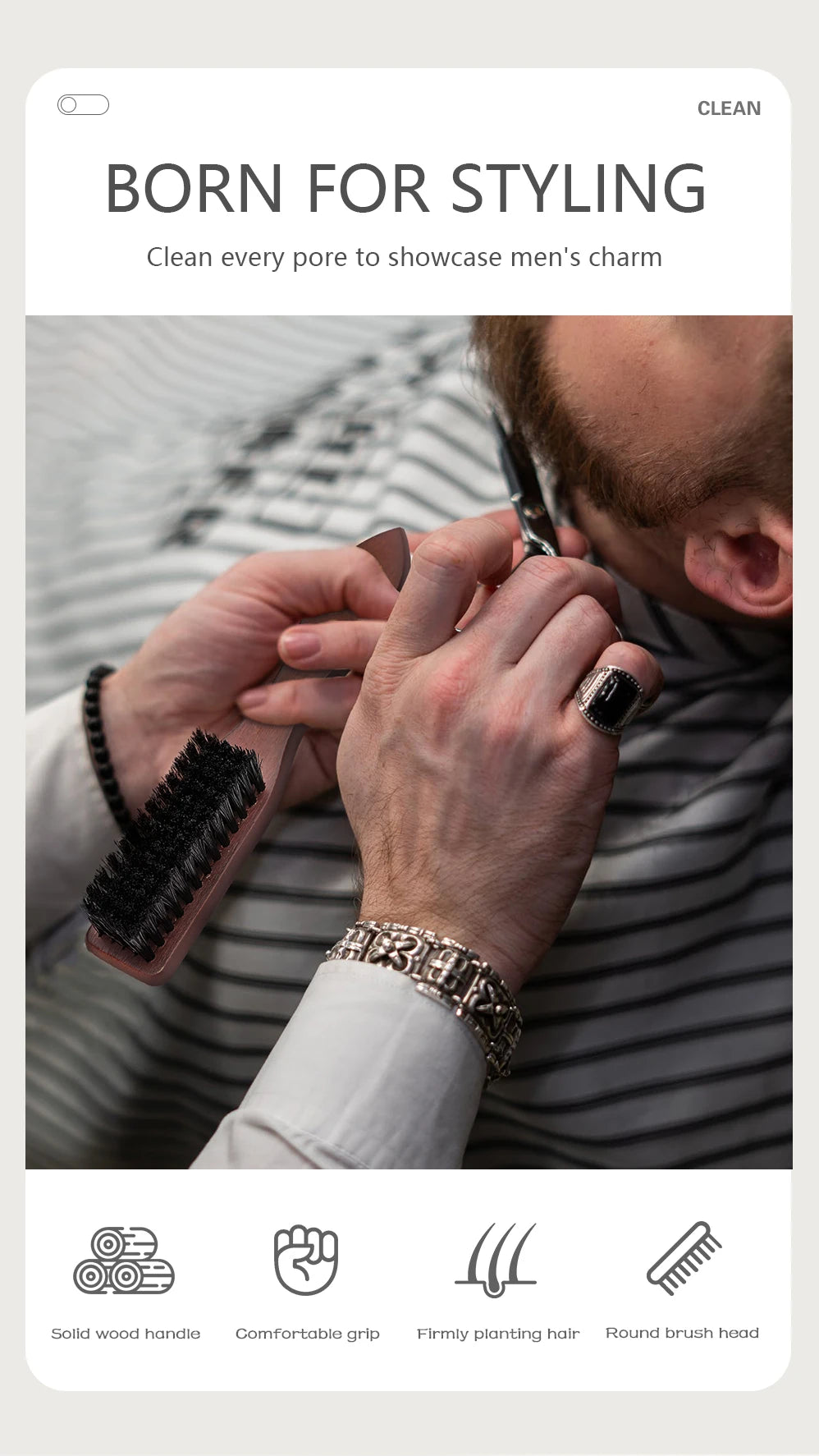 BARBERTOP Męska Szczotka do Brody z Pudłem 2w1