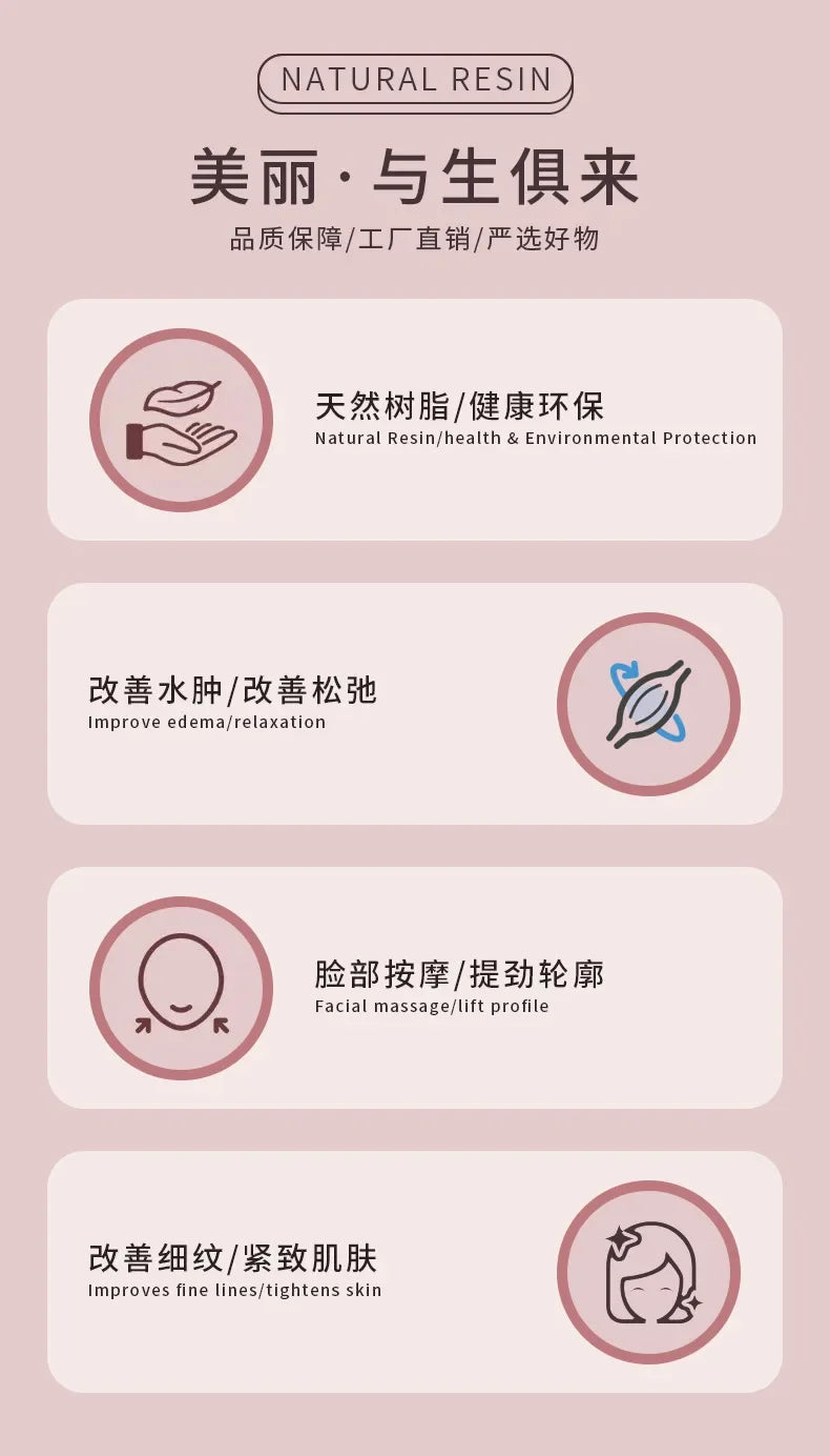 Różowy zestaw Gua Sha do Twarzy i Ciała