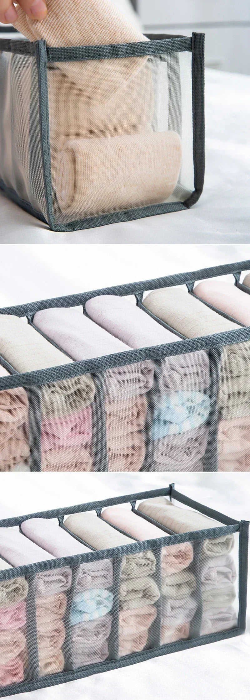 Organizer do Bielizny z Siatki – Szufladowy Pojemnik na Skarpetki i Biustonosze
