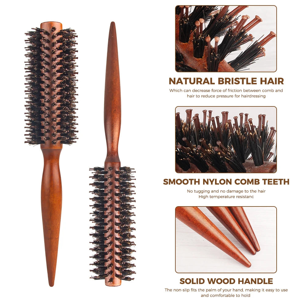 Okrągła Szczotka Fryzjerska z Włosia Dzika i Nylonu – Do Stylizacji i Kręconych Włosów