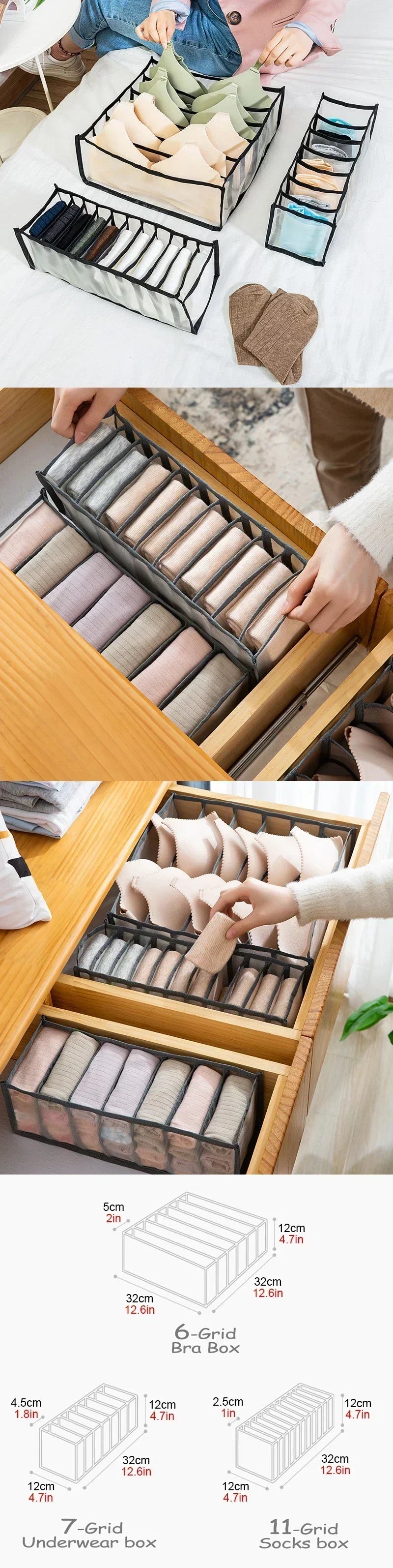 Organizer do Bielizny z Siatki – Szufladowy Pojemnik na Skarpetki i Biustonosze